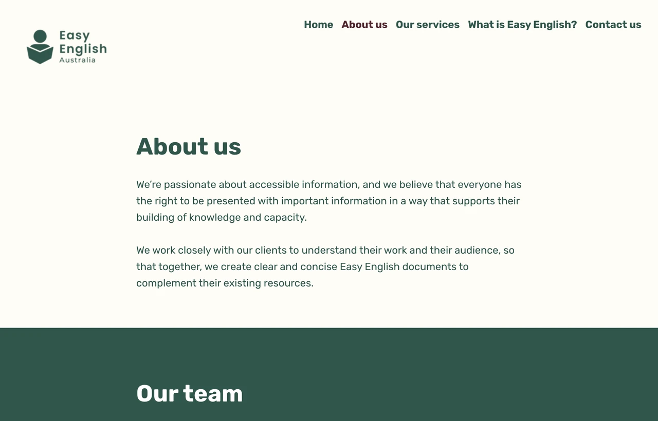 About us opening section of the original website