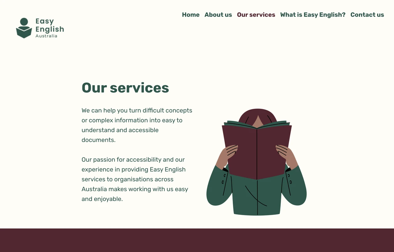 Our services opening section of the original website