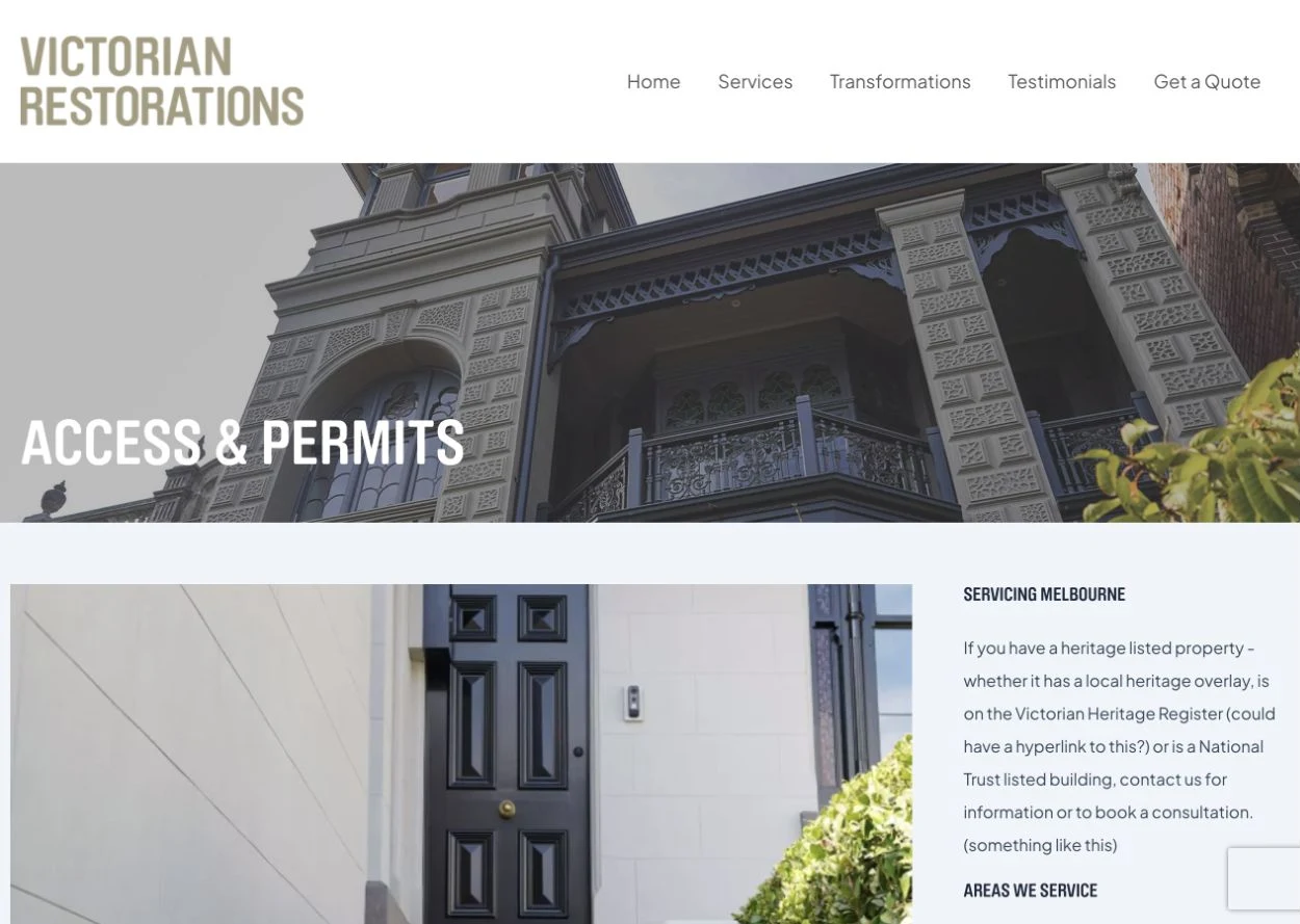 Access & Permits opening on the original website