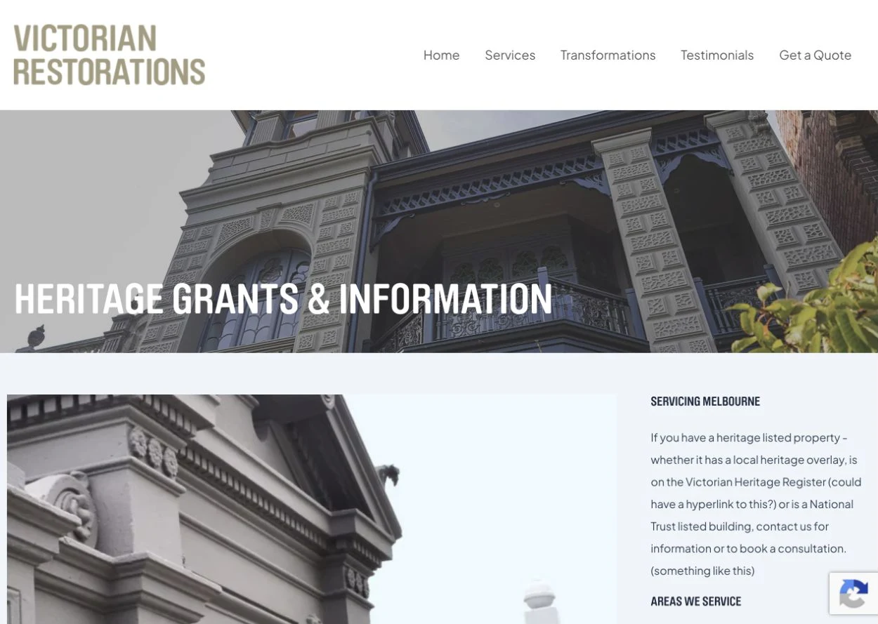 Heritage Information opening on the original website