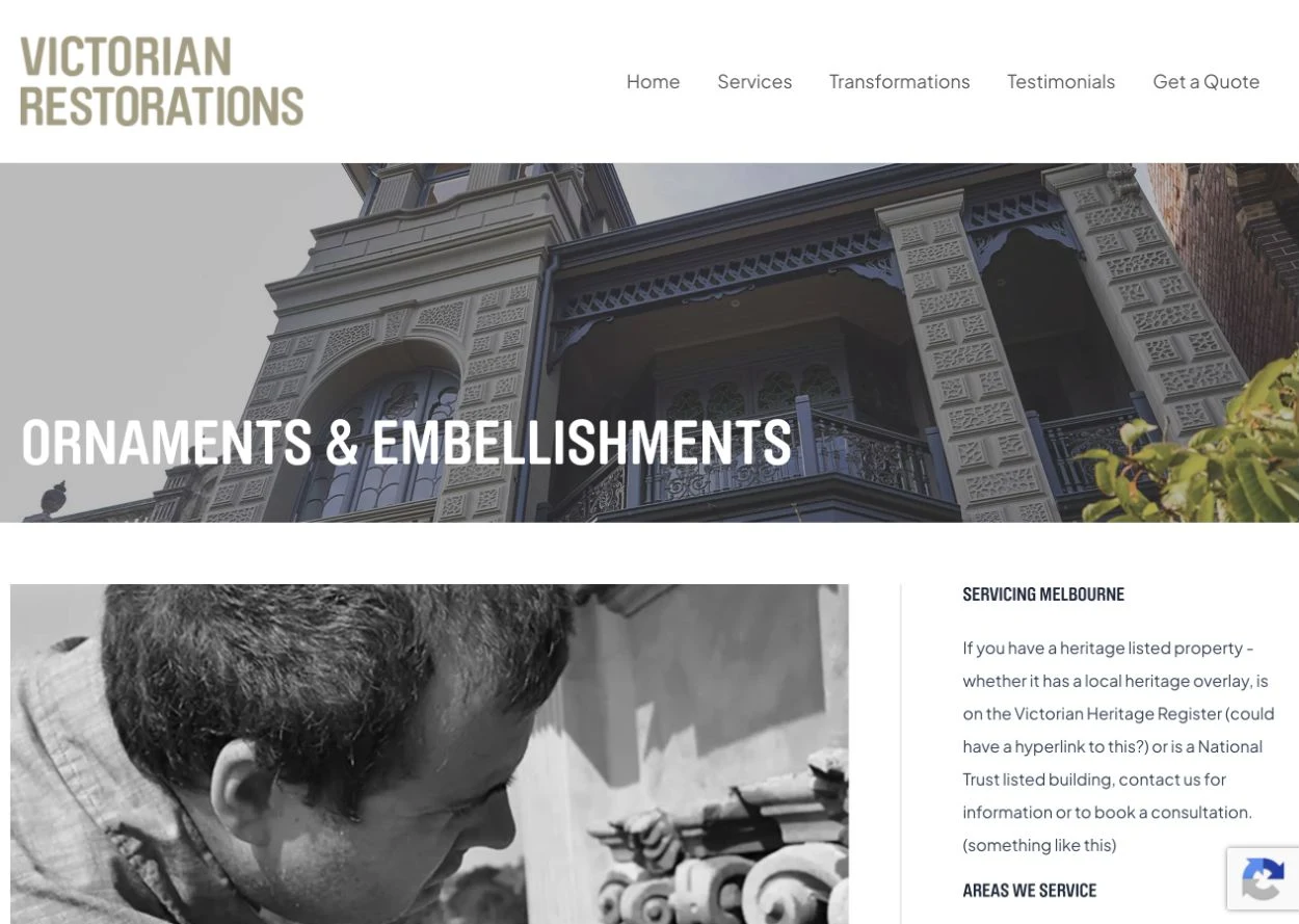 Ornaments & Embellishments opening on the original website